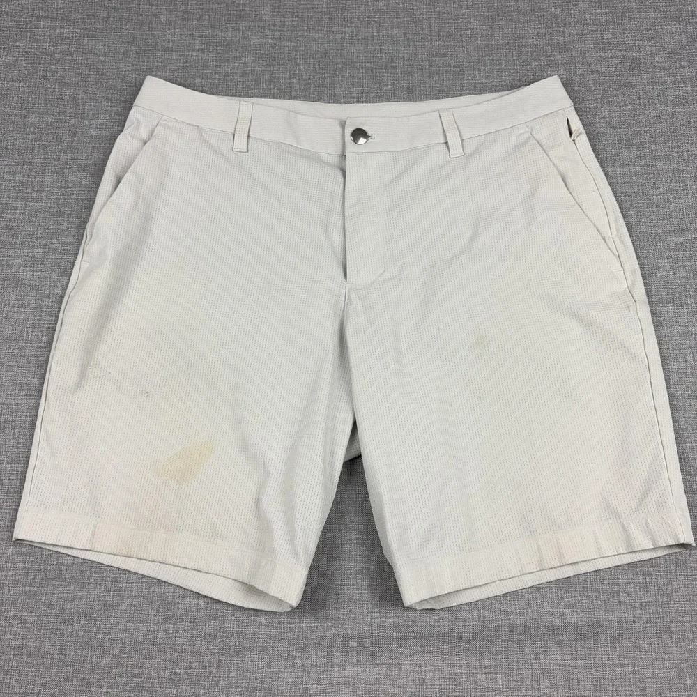 Lululemon ABC Classic-Fit Short WovenAir Mens 34 White Check Golf 8